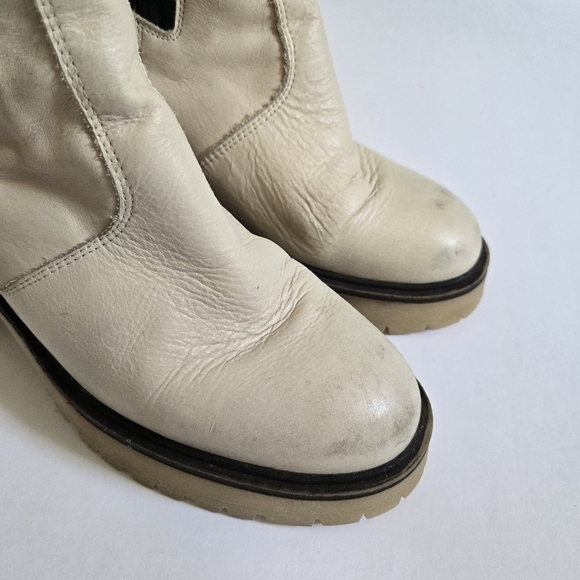 Free People James Chunky Heel Chelsea Boot White Leather Size US 7.5 EU 38 - Picture 4 of 8